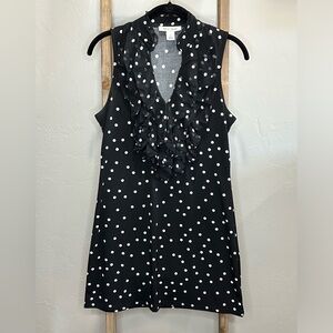 WHBM White House Black Market Polka Dot Ruffled Top Blouse Small